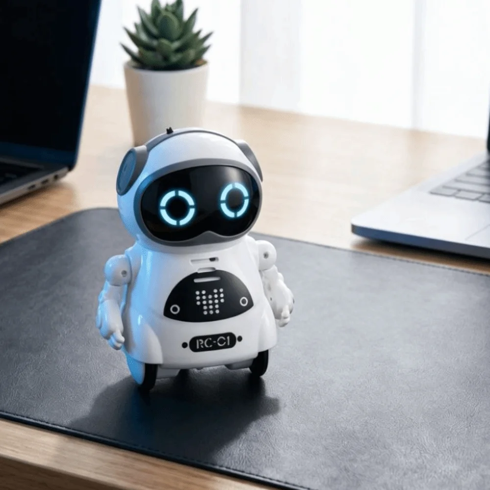 Portable White Pocket Robot Plastic Singing Dancing Interactive Robot Story Telling Voice Change Talking Robot For Adults