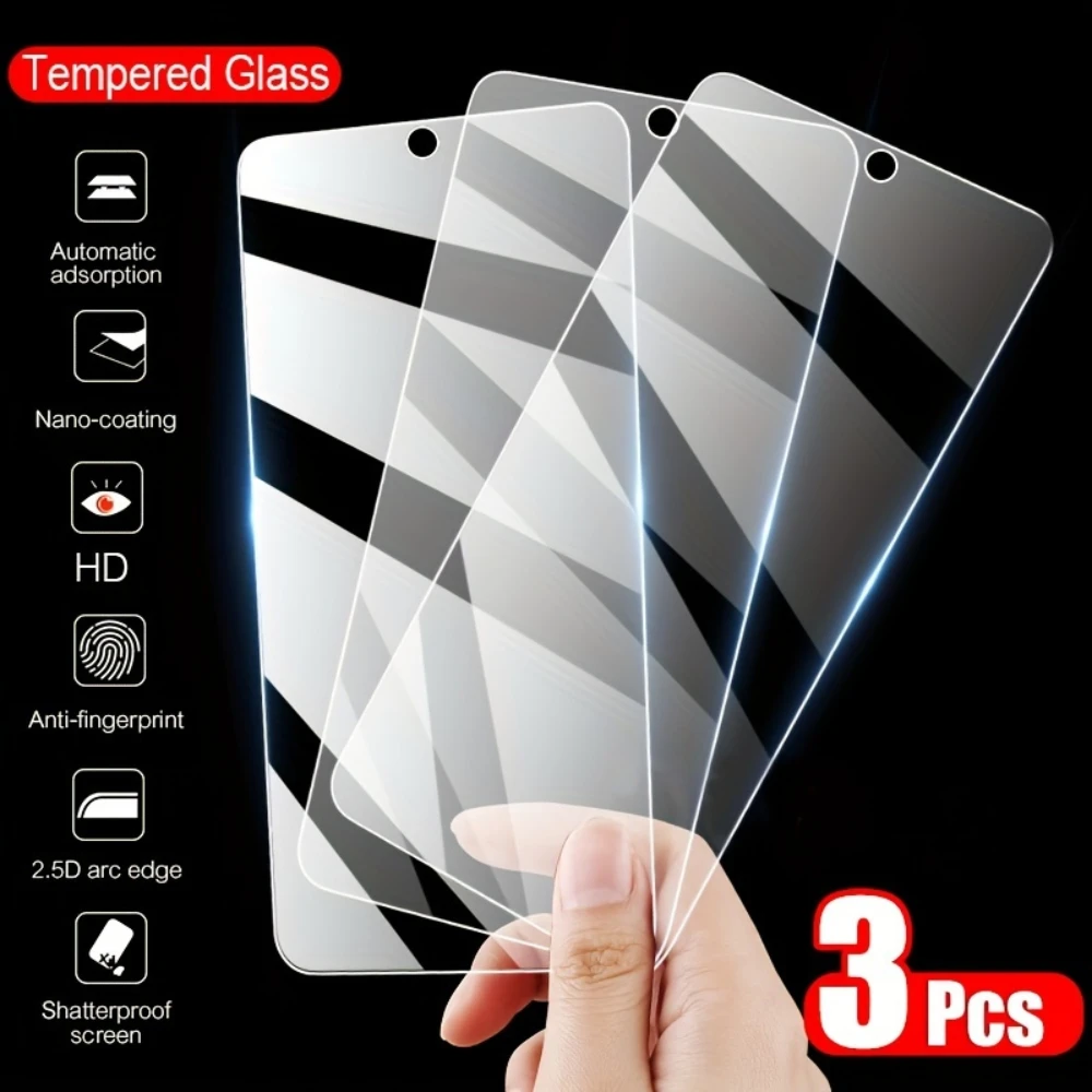 NNBILI 3 Stück transparente Displayschutzfolie aus gehärtetem Glas, für Xiaomi Redmi Note 13 12 12S 11 10S 9S 10 9 8 Pro Plus, kratzfeste Folien