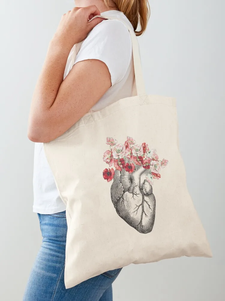 

Anatomical Heart with Flowers Tote Bag canvas bags custom canvas bag tote bags men tote bags aesthetic