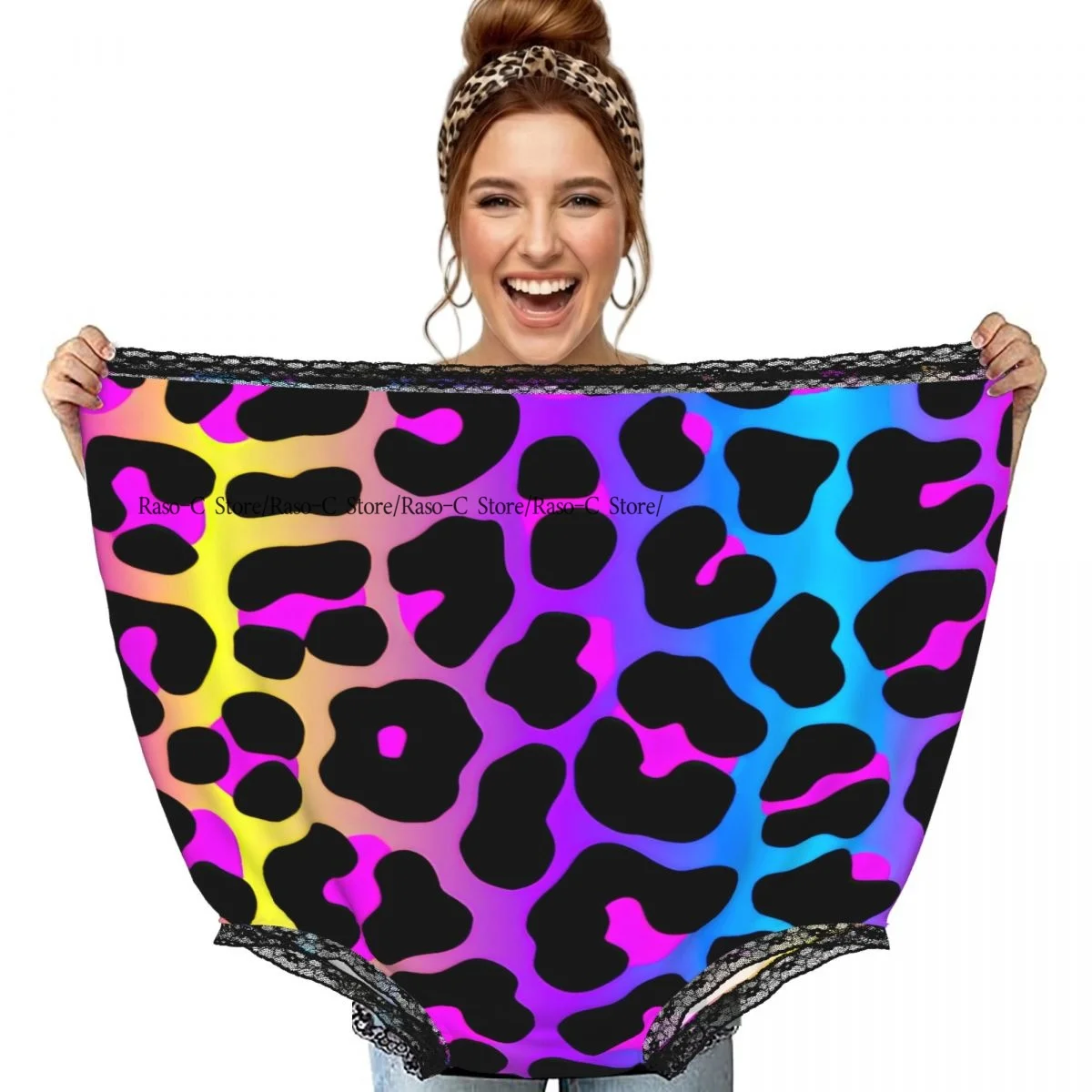 Funny Grandma Underwear Neon Leopard Pattern Casual Prank Presents