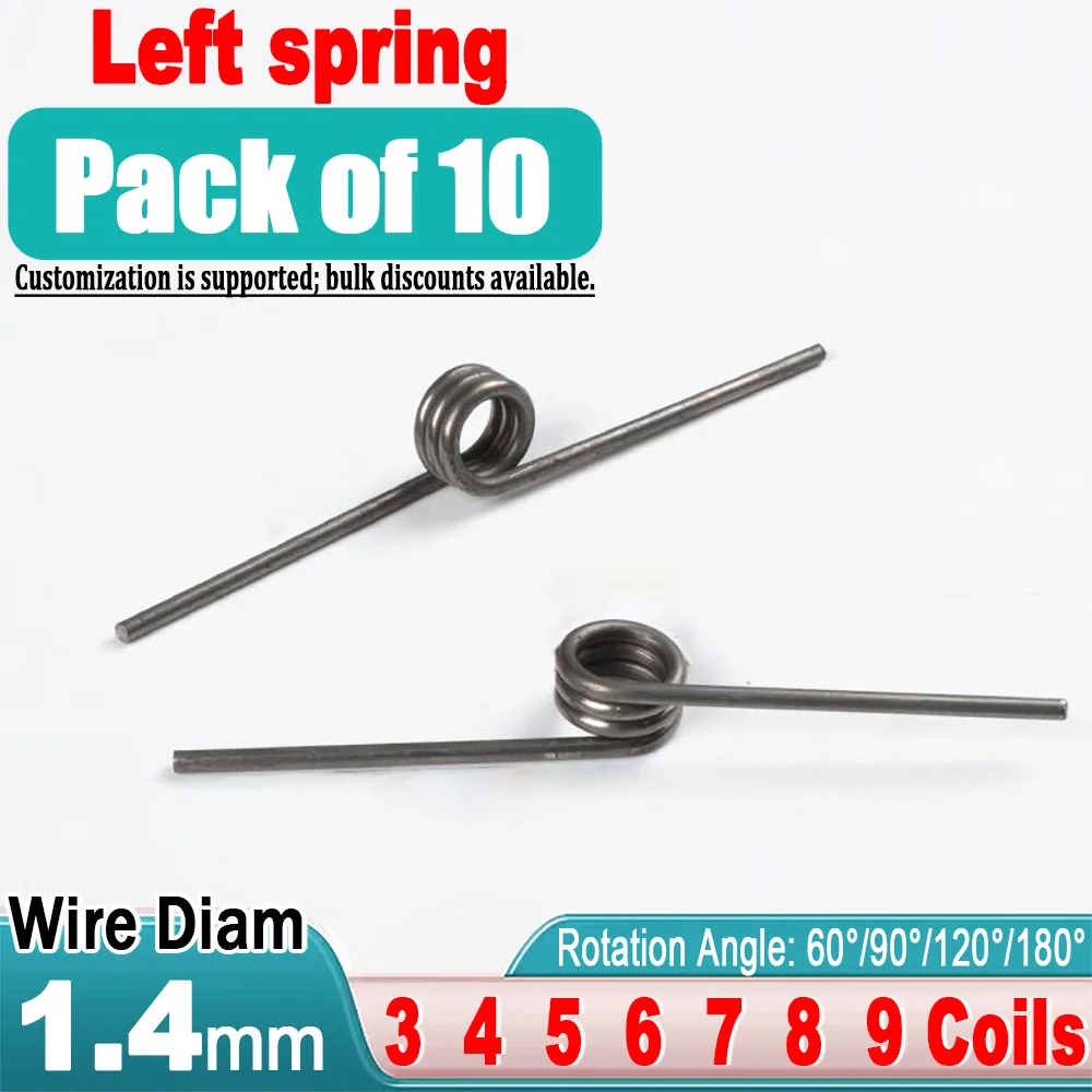 10 Pcs 1.4mm Wire Diameter Spring Steel V-Shaped Helical Torsion Spring Angle 60 90 120 180 Degrees Custom Metal Springs