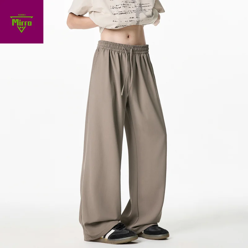 

【Mirrordust】Japanese Style Loose Basic Versatile Draped Ice Silk Straight-Leg Pants Men Autumn Thin Breathable Casual Trousers