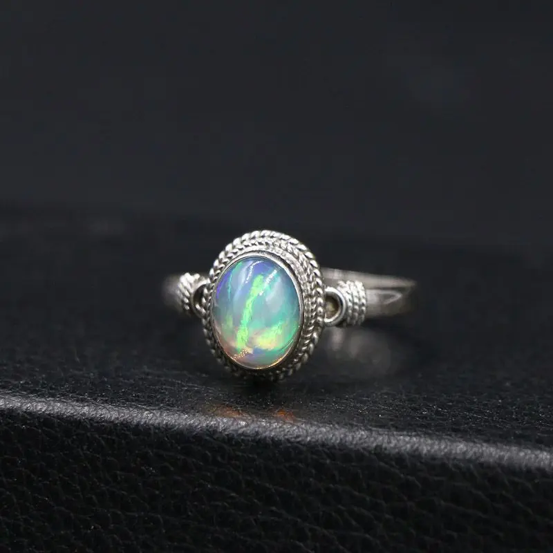 Jewelry Grape Opal Stone Women, Adjustable Ring, Vintage Ethnic Style