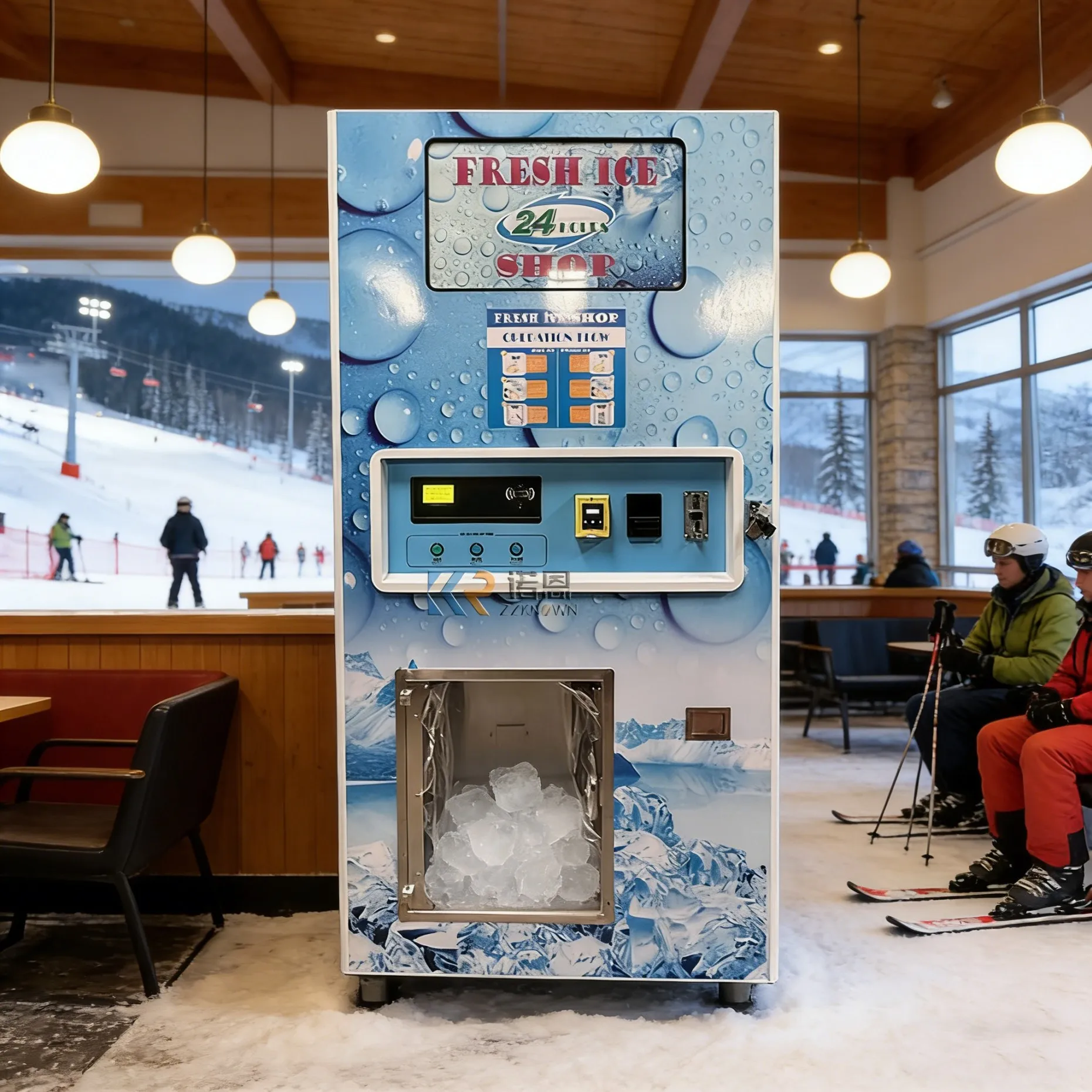 

Автомат по продаже льда с возможностью индивидуальной настройки, большой вместимости, для улицы, с автоматической фасовкой в пакеты