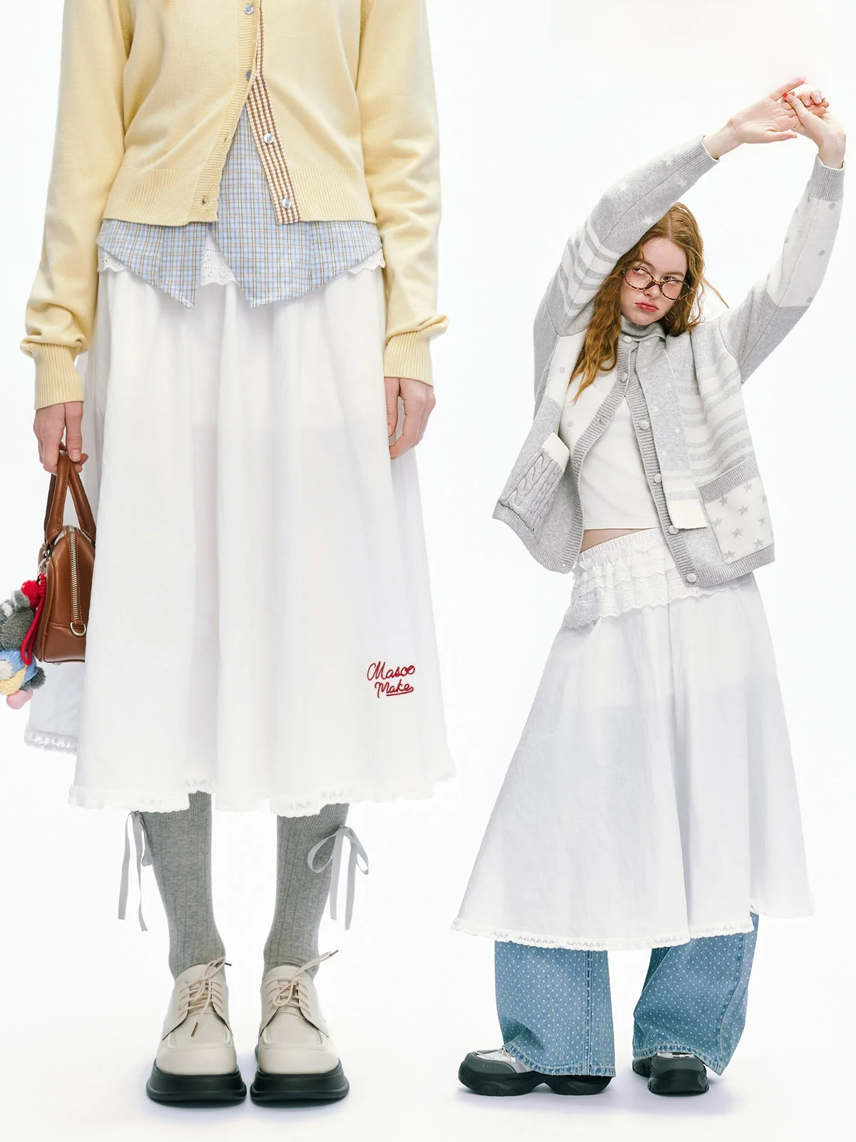 

Новая женская модная универсальная юбка А-силуэта с кружевной отделкой, белая, повседневная, длинная, стройнящая, с завышенной талией, из смесового хлопка, весенняя коллекция