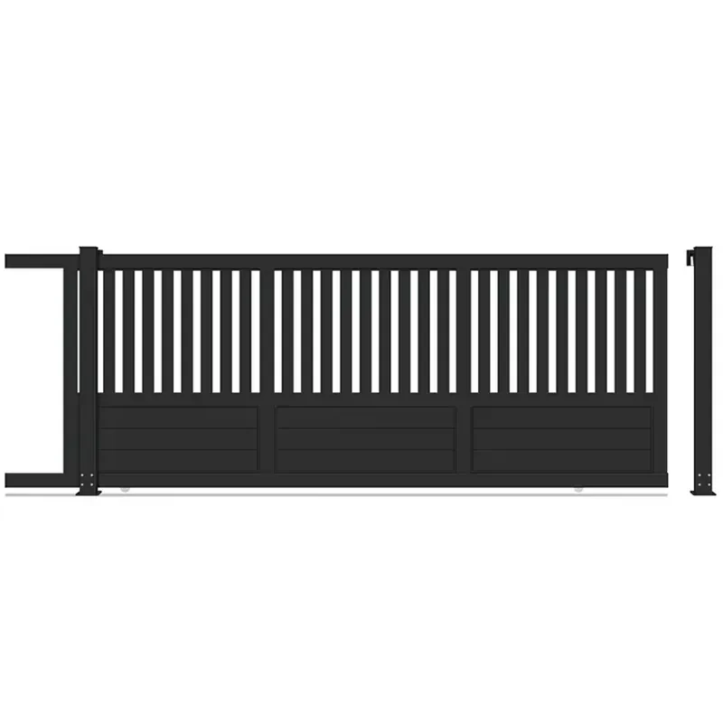 Full Privacy Aluminum Sliding Fence Gate 6 Feet Metal Frame Outdoor Eco-friendly Weather Resistant Automatic Control