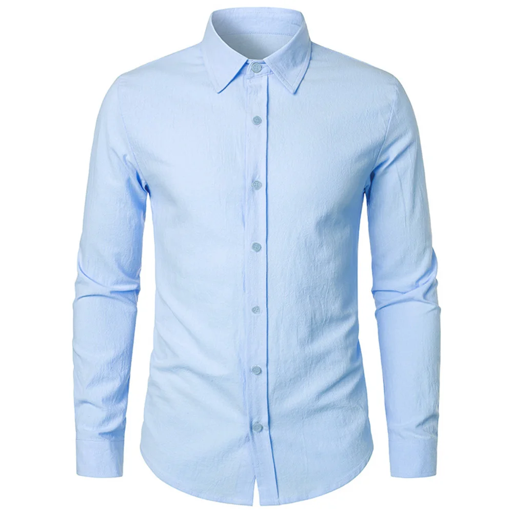 Cotton Linen Shirt for Men Slim Fit Tops Long Sleeve Bussiness Shirt Spring Autumn Casual Formal Men's Shirts