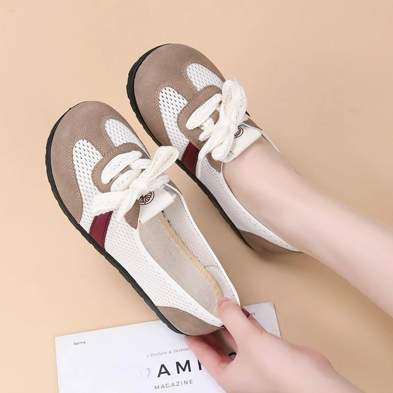 Women Slip on Mesh Shoes Breathable Cutout Flat Casual Retro Trainer Low Top Vintage Running Sneakers