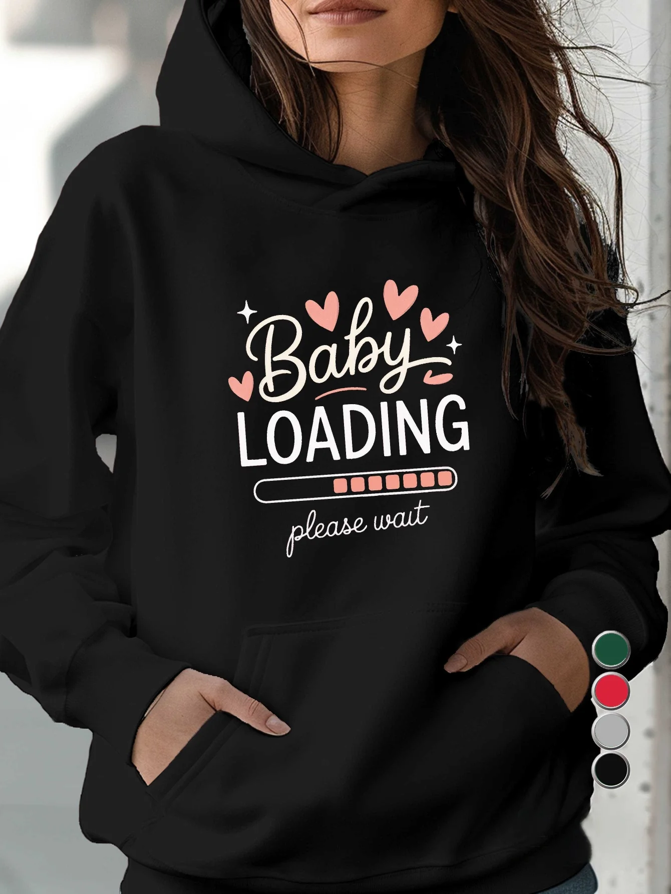 

The new Spring and Autumn 2025 maternity hooded sweatshirt is a casual and fashionable letter-printed pullover
