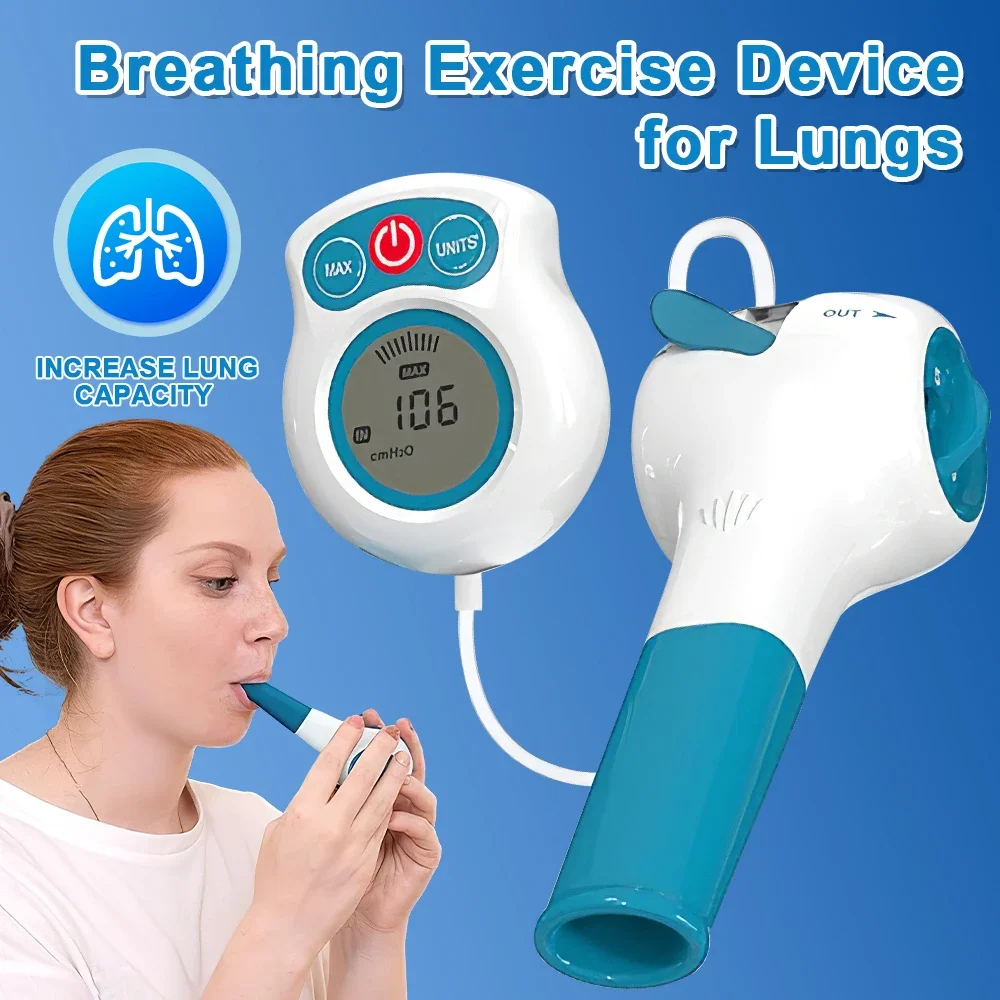 Breathing Exercise for Lungs with Electric Manometer Lung Exerciser Respiratory Muscle Expander Trainer with Training App fast