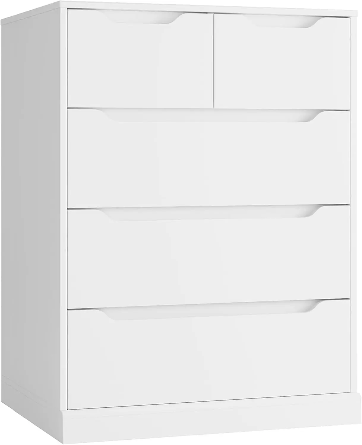 

Modern 5 Drawer Dresser for Bedroom, Chest of Drawers with Storage, Wood Storage Chest Organizers with Cut-Out Handles,