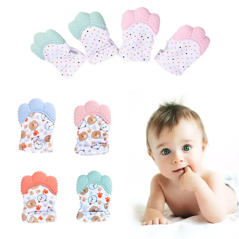 

Детские силиконовые перчатки против укусов, успокаивающие варежки для прорезывания зубов, жевательная игрушка, защита от жевания рук для младенцев, защита от сосания