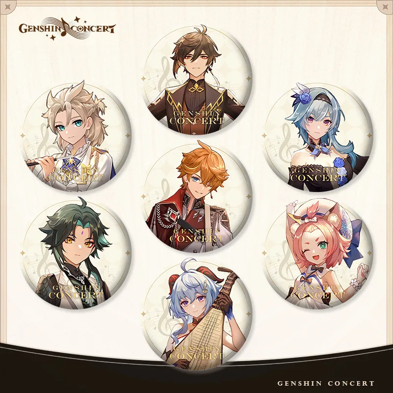 Pin do broche do anime de Genshin Impact Symphony, concerto, cosplay, crachá, concerto, Pin, 58mm