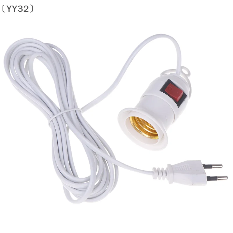 〔YY32〕EU Plug 4M Power Cord Cables E27 Lamp Base Holder With Switch For Pendant Led Bulbs Fixture Hanglamp Suspension Socket