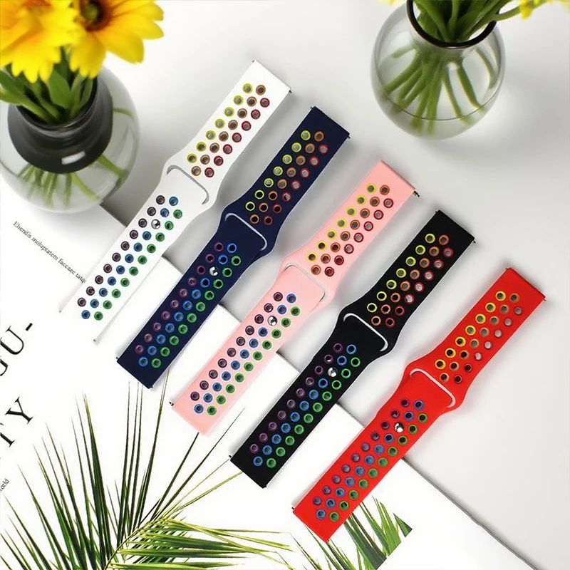 ثقب الهواء 20 مللي متر/22 مللي متر الرياضة الفرقة ل Amazfit GTS 4-3-2e Mini/GTR 4-3-Pro-2 /GTR 2e/ستراتوس 3 سوار ساعة Bip-6-3-U-S-lite حزام