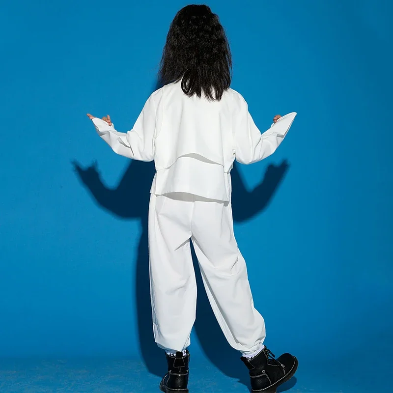 Tenue de spectacle pour filles, pantalon hip hop, vêtements hip hop pour enfants, olympiques blancs, olympiques de scène de danse de rue, jazz moderne, Y-New