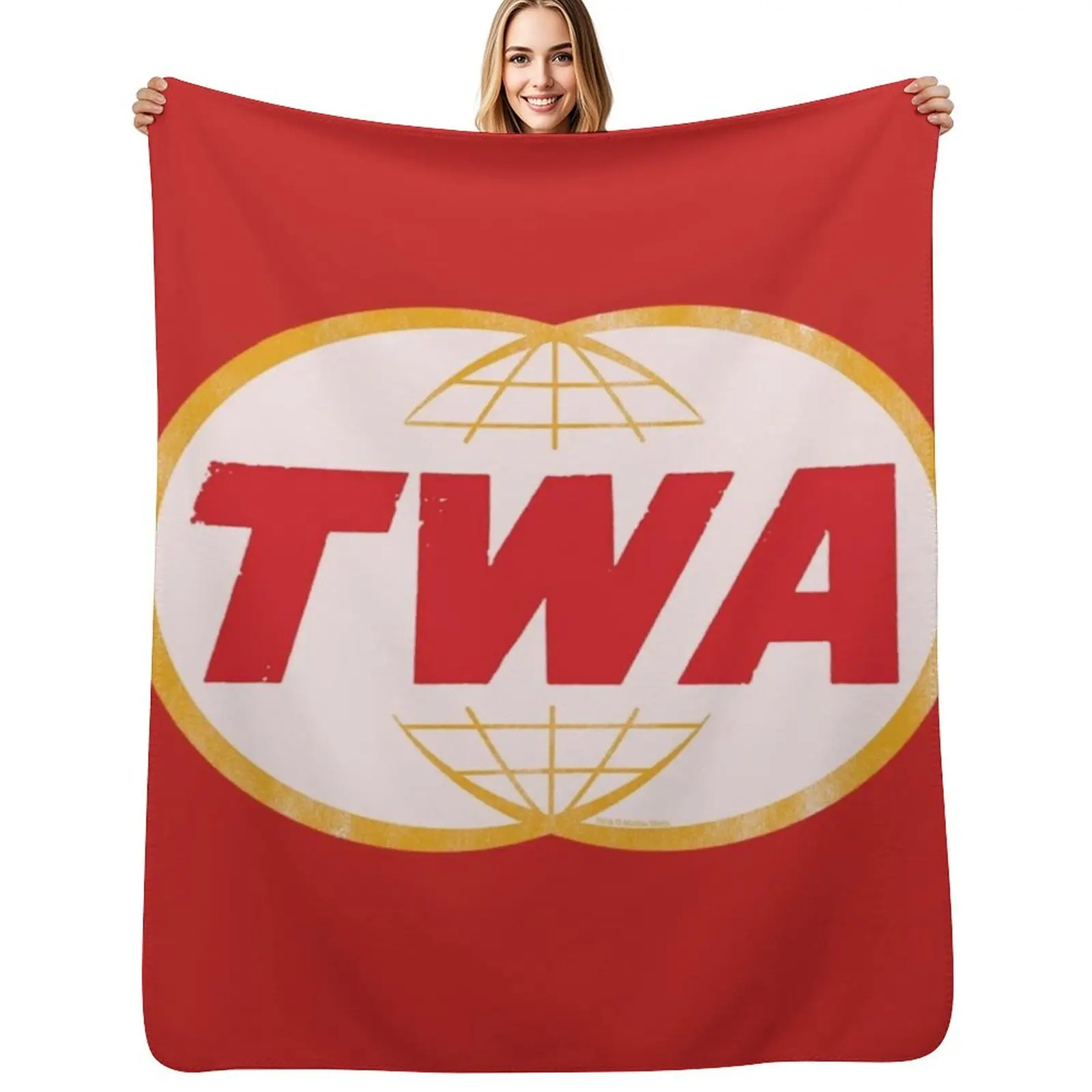 

TWA Airlines Throw Blanket Plaid on the sofa Multi-Purpose Comforter Sofa Quilt Blankets