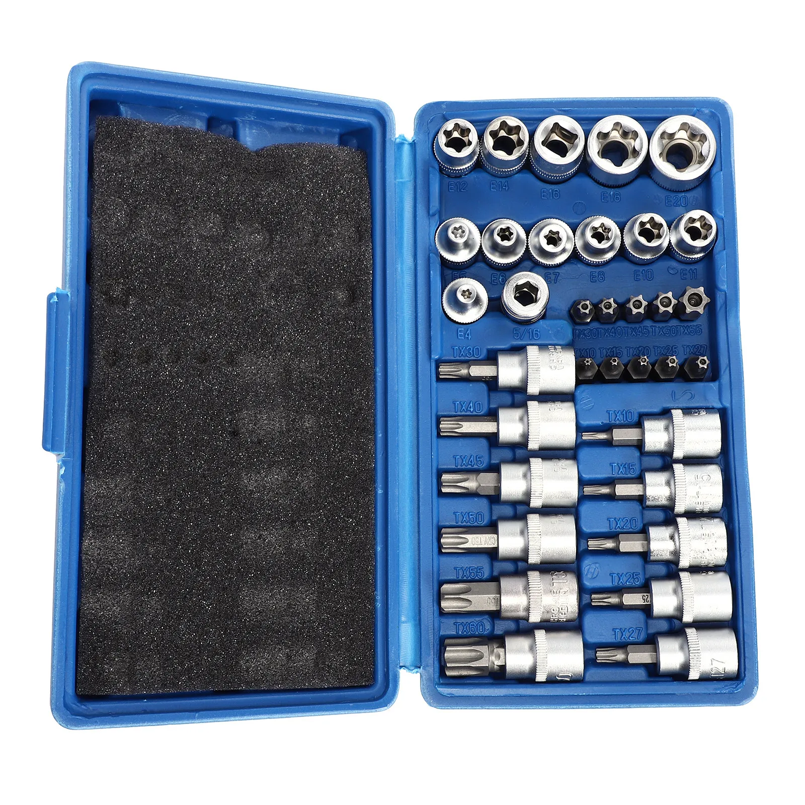 34Pcs E Socket Star Bit Steel External Torque Socket Set Male Female for Automotive Motorcycle Bike Repair Tools