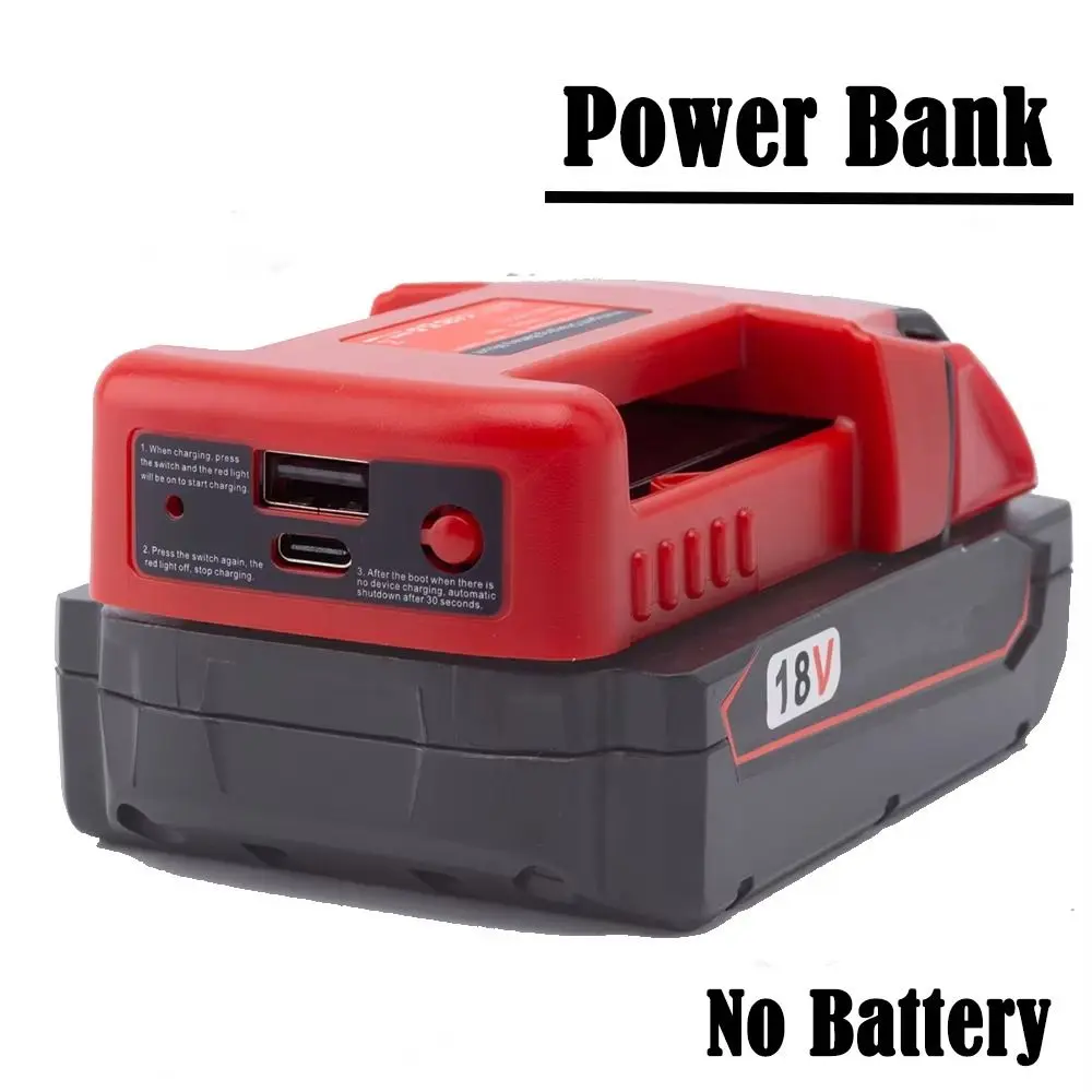 

Fast Charging Battery Adapter with Type-C Portable USB Charger Battery Case Battery Holder for Milwaukee 18V Lithium Battery