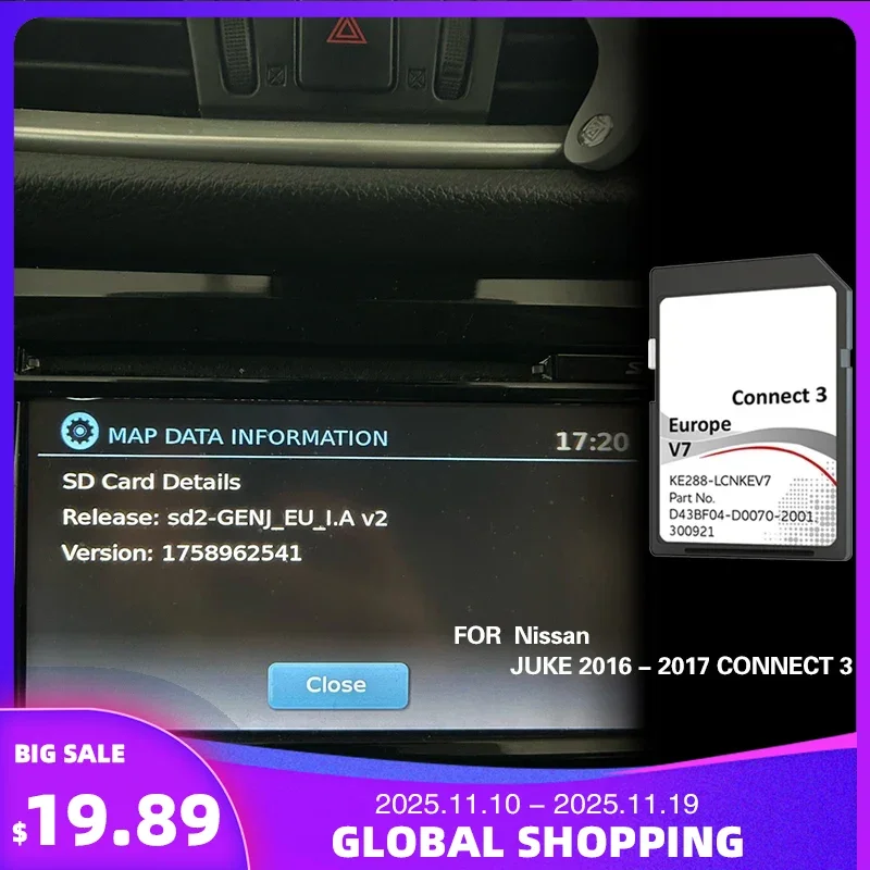 

Для NIssan JUKE 2016 2017 CONNECT 3 V7 Португалия Швейцария Карта SD-навигации GPS-карта