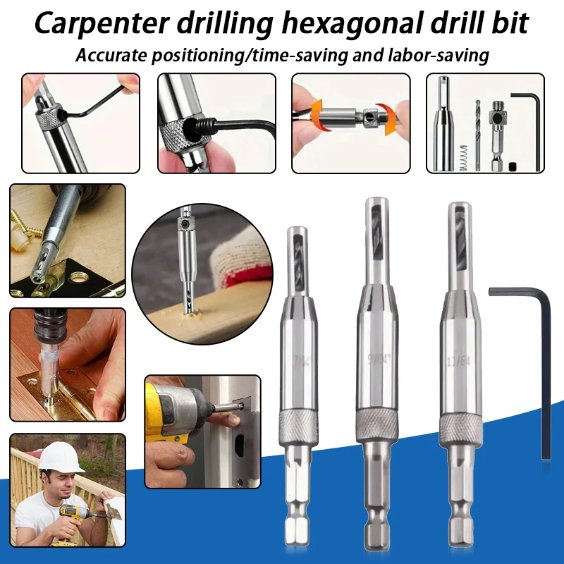 

Лидер продаж, шестиугольное сверло для позиционирования неправильной формы, сверлильный инструмент для дверных и оконных петель, набор сверлильных инструментов для деревообработки