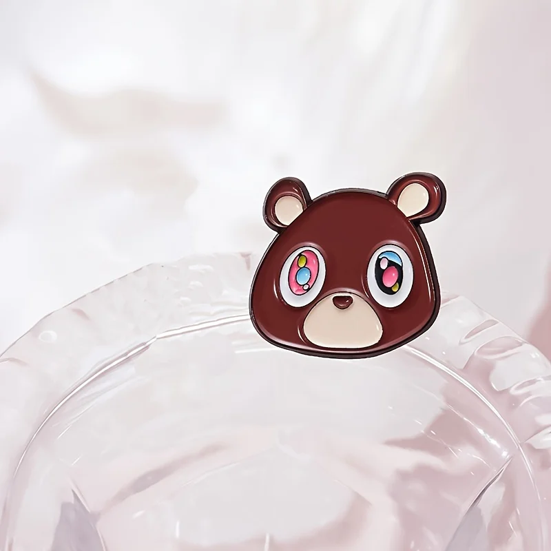 1pc Kanye West Teddy bear YE Cute Cartoon Doll Enamel Lapel Pin – Brooch, Retro for Backpack, Hat, or Clothing, Collectible