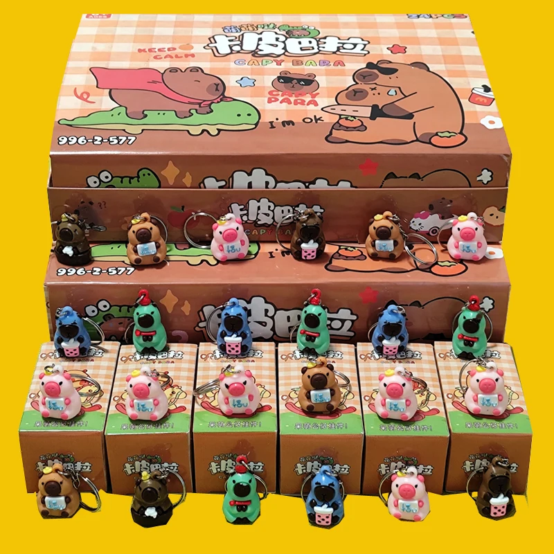Caja ciega de figura de Capibara, 6 uds.-24 Uds., figuras de Capibara de Anime, llavero de muñeca, colgante, decoración, juguete para niños, regalo de Navidad
