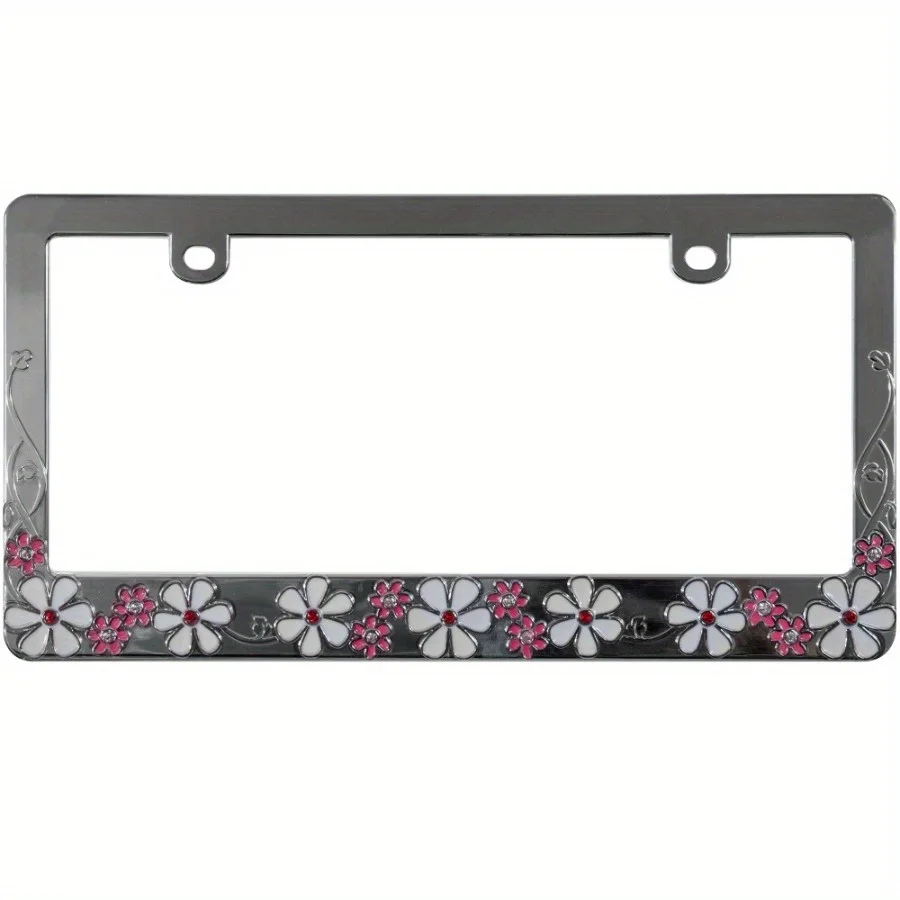 

Universal License Plate Frame - Features chrome floral accents, durable and suitable for outdoor conditions. license plate frame