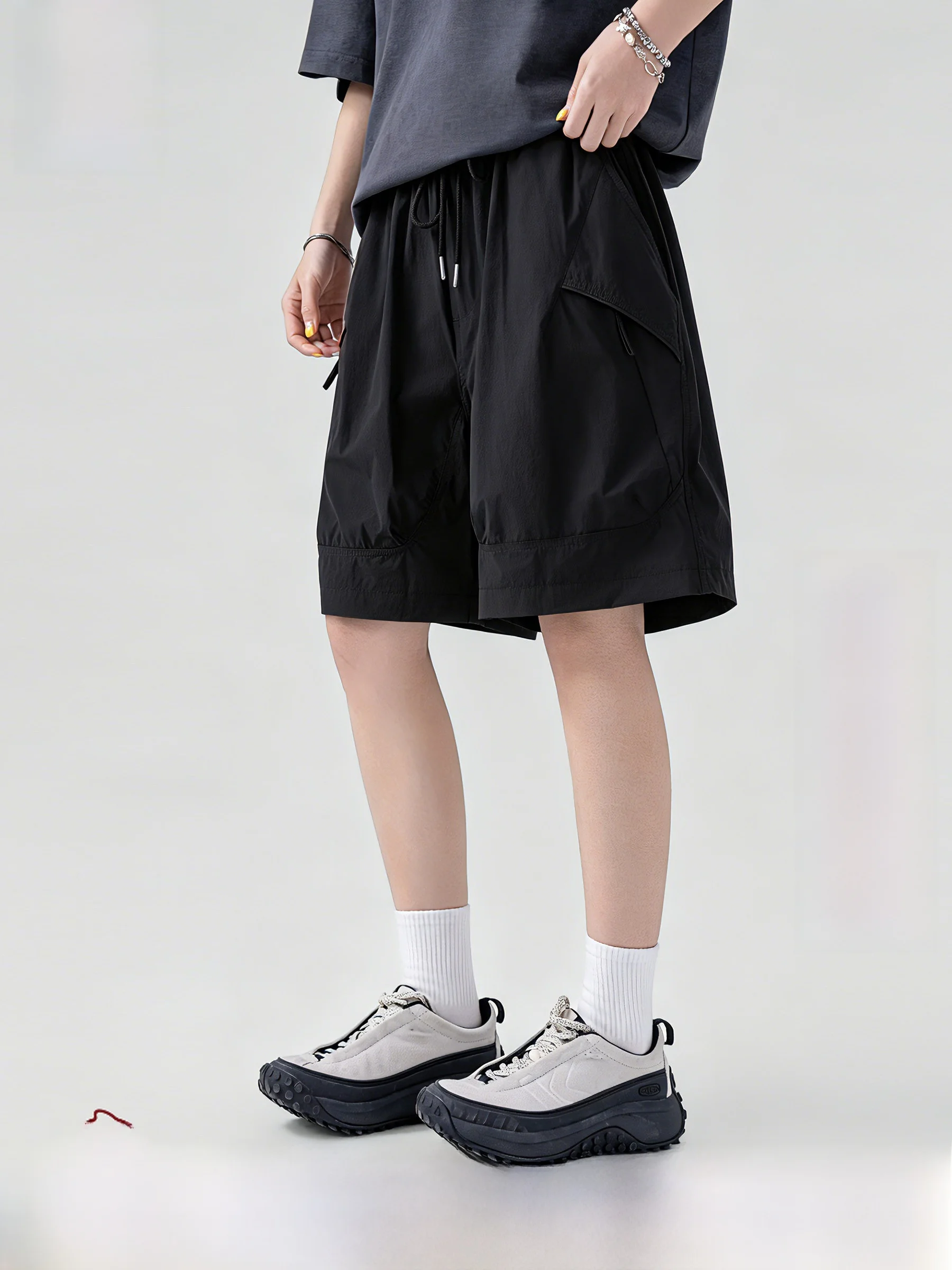 AOGZ Men's Quick Dry Cooling Feeling Outdoor Sports Shorts Summer New Style Outdoor Mountain Five-Quarter Length Pants