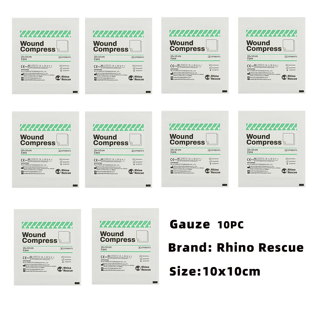 Rhino Rescue Large Sterile Gauze Pads 4x4in Sterile for Wounds Bulk 8ply Woven Gauze Sponges Gauze Pads Sterile Home 10PC