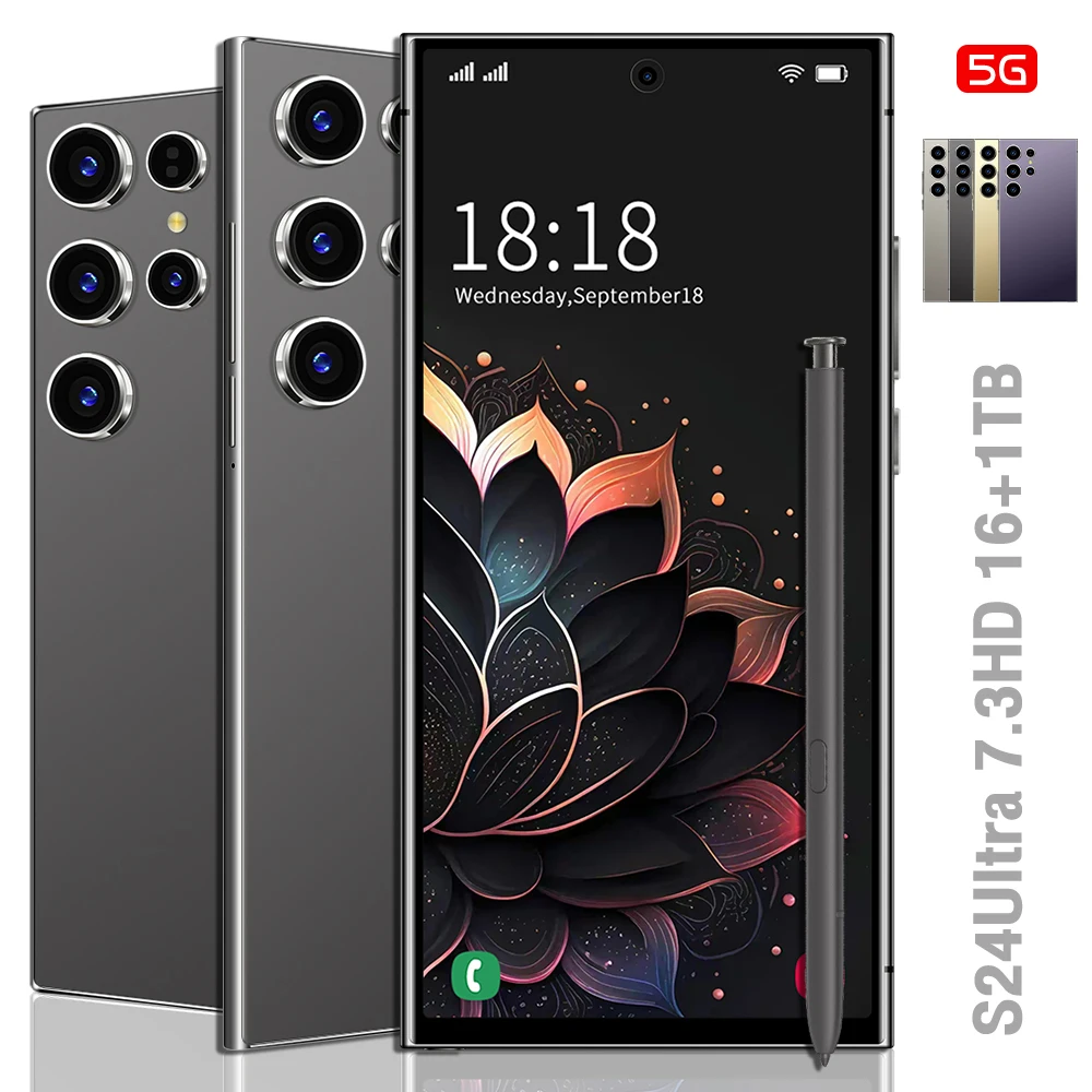 �y�Z�[�����z�V�^2026 S24 UItra 7.3�C���`HD�����X�}�[�g�f���A���J�[�h7800mAh Android14�o�b�e���[��F�؋@�\