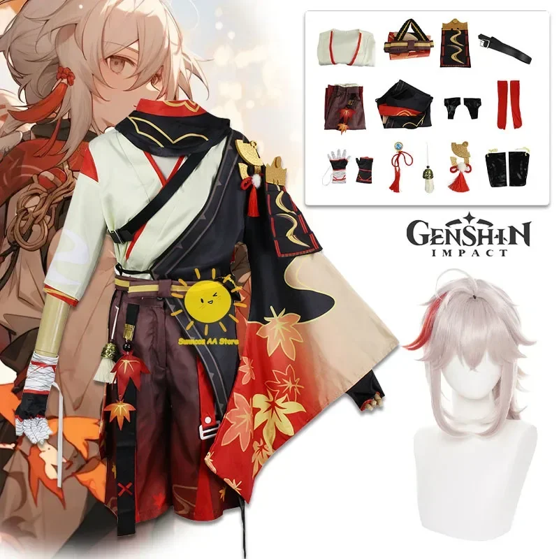 

FC6Kaedehara Kazuha Cosplay Game Cosplay Kaedehara Kazuha Costumes Uniform Halloween Carnival Costume Clothes Wig Set Women @ FC