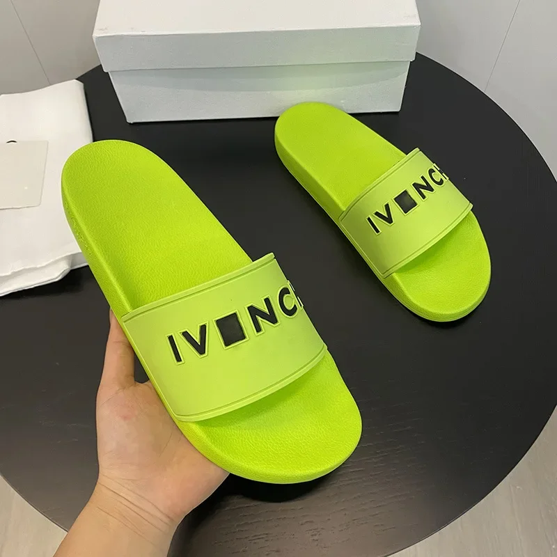 2024 Summer New Fashionable Vietnam Women's Slippers Couple Style Green Outer Wear Flat Bottom Slippers Trendy Design