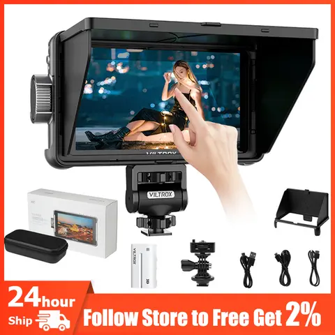 FEELWORLD LUT11H 10.1 인치 2000nit 울트라 브라이트 IPS 터치 스크린 3DLUT HDMI 호환 카메라 필드 모니터(F970 외부 포함) 9 Viltrox DC 550 Pro 휴대용 모니터 야외 촬영용 NP550 배터리가 장착된 5.5인치 4K 30HZ HDMI 1.4 인터페이스 카메라 모니터