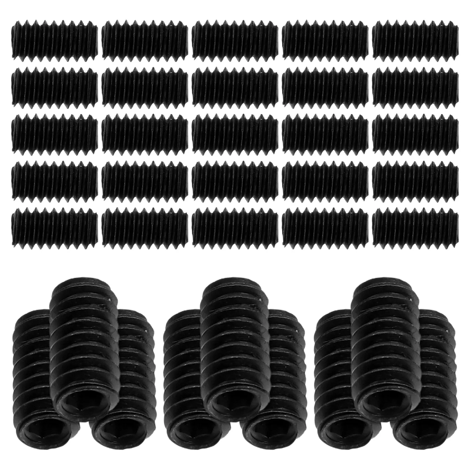 

50Pcs Allen Head Socket Set Black Carbon Steel Grub Screws Flat End Internal Hex Drive Secure Fastening Kit for Door Handles