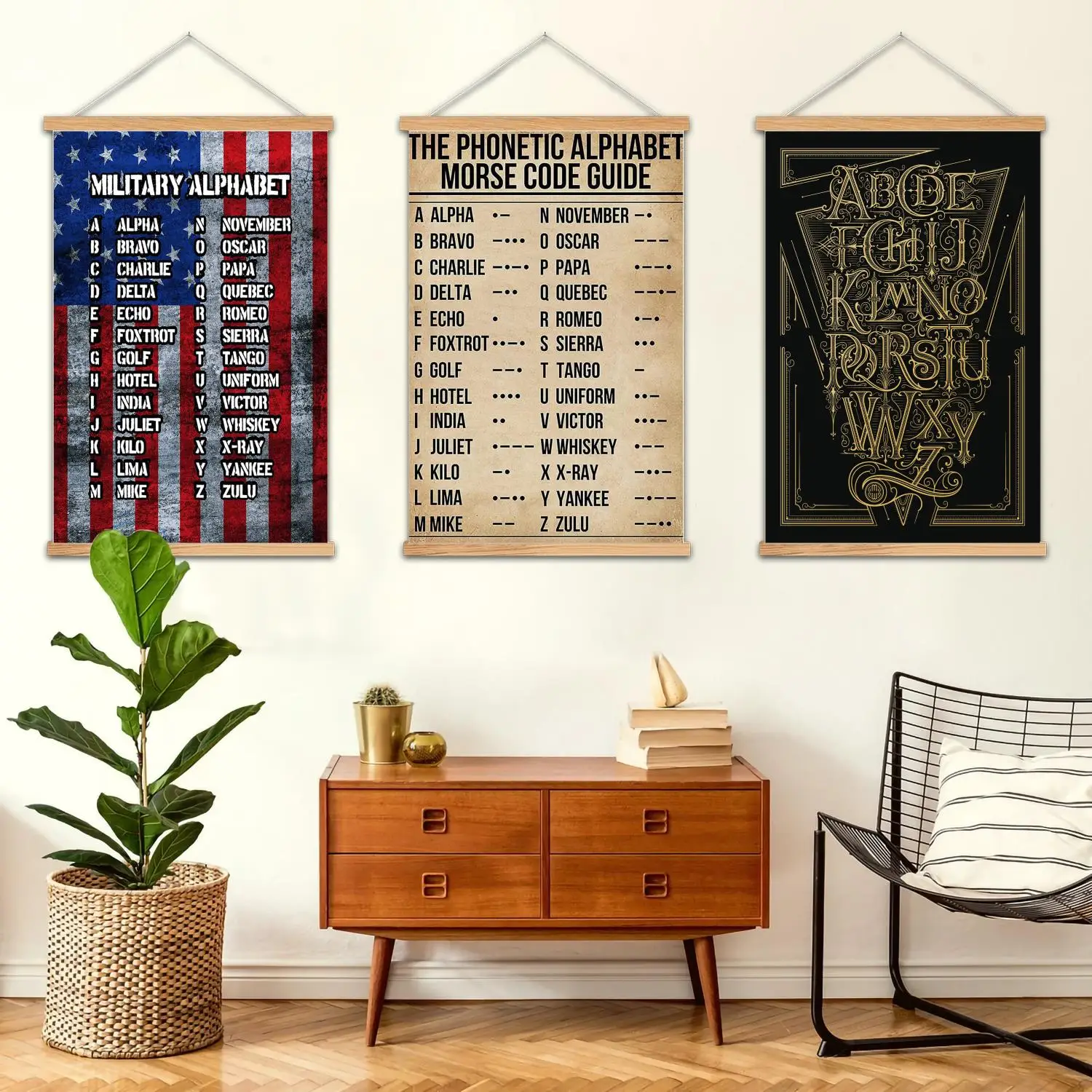 military alphabet Framed Wall Painting Canvas Art Poster, Wall Art  Modern Family Bedroom Decor Posters,Decorative painting