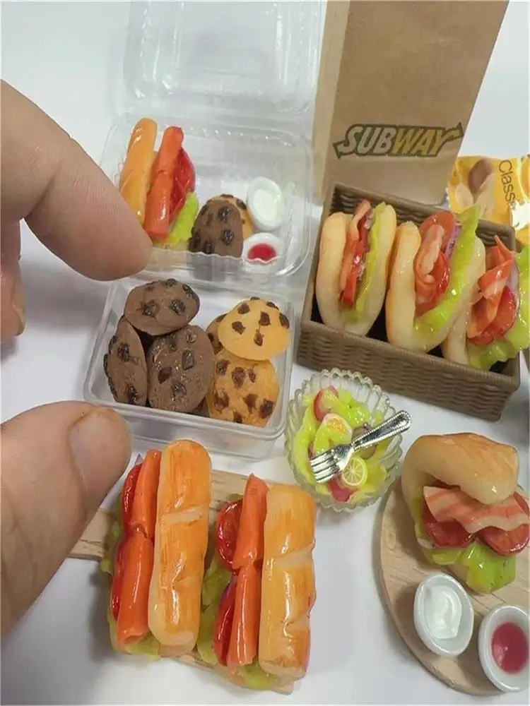 NEW 4PCS/Set 1/6 Scale Dollhouse Miniature Bread Coffee Mini Fast Food for Barbies Blyth OB11 BJD Doll House Toys accessories