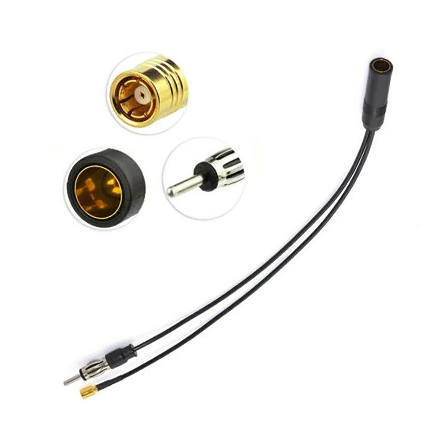 1pc 30 cm DAB & FM / AM Car Radio Aerial Active Antenna SMB(90 ° bendable interface) DIN Splitter Adapter Cable