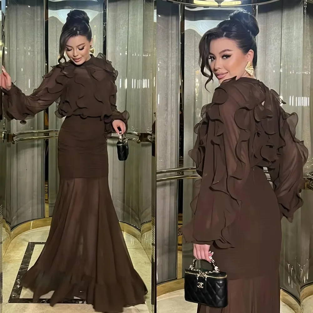 

Women's long-sleeved long dress with artistic sense, luxury and elegance