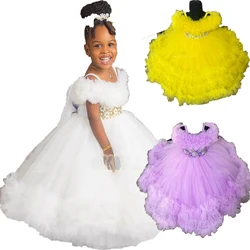 20224 Lavanda Flower Girl Dress For Wedding Tulle Lace Beaded Puffy Sleeveless Kids Birthday First Communion Ball Gown