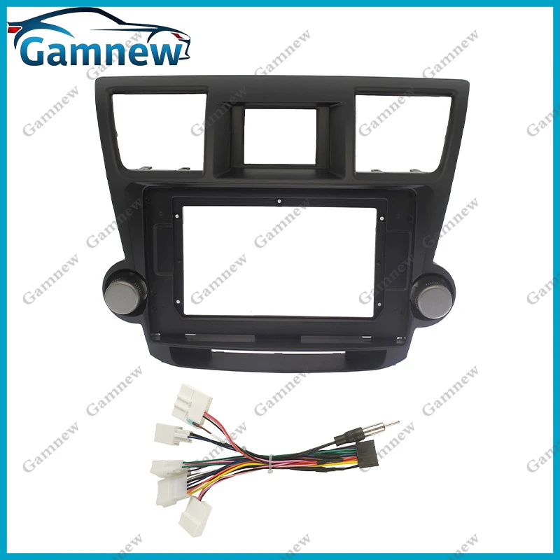 Gamnew 10 Inch Car Frame Fascia Adapter Cable Android Radio Dash Fitting Panel Kit For Toyota Highlander 2007-2013