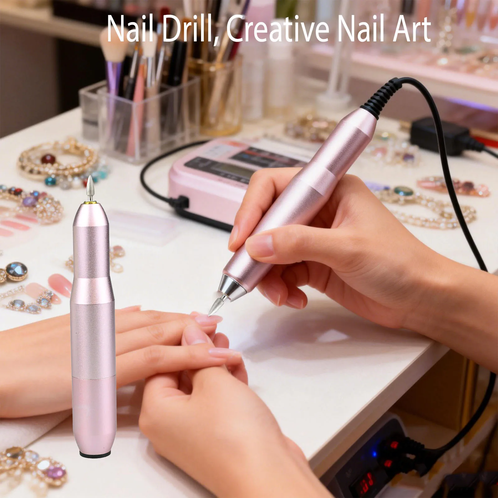 25000RPM 충전식 전기 네일 드릴 머신 전문가용 브랜드+젤 네일 폴리쉬용 네일 드릴 휴대용 네일 파일 매니큐어