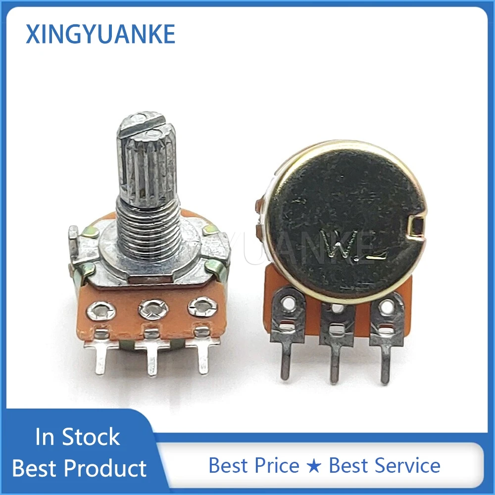 5PCS WH148 Type Single 3-Pin B100R B500R B101 B501 Amplifier Audio Volume Adjustable Potentiometer Flower Shaft Length 15mm