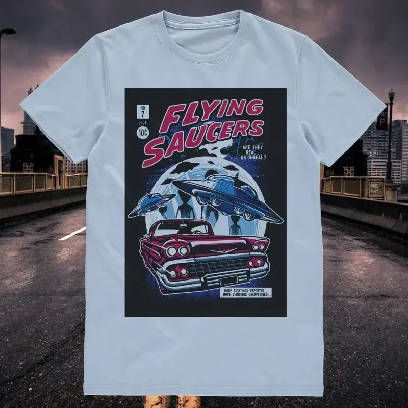 Ufo Flysing Saucer Retro B Movie Tee Spaceship Abduction T Shirt Aliens