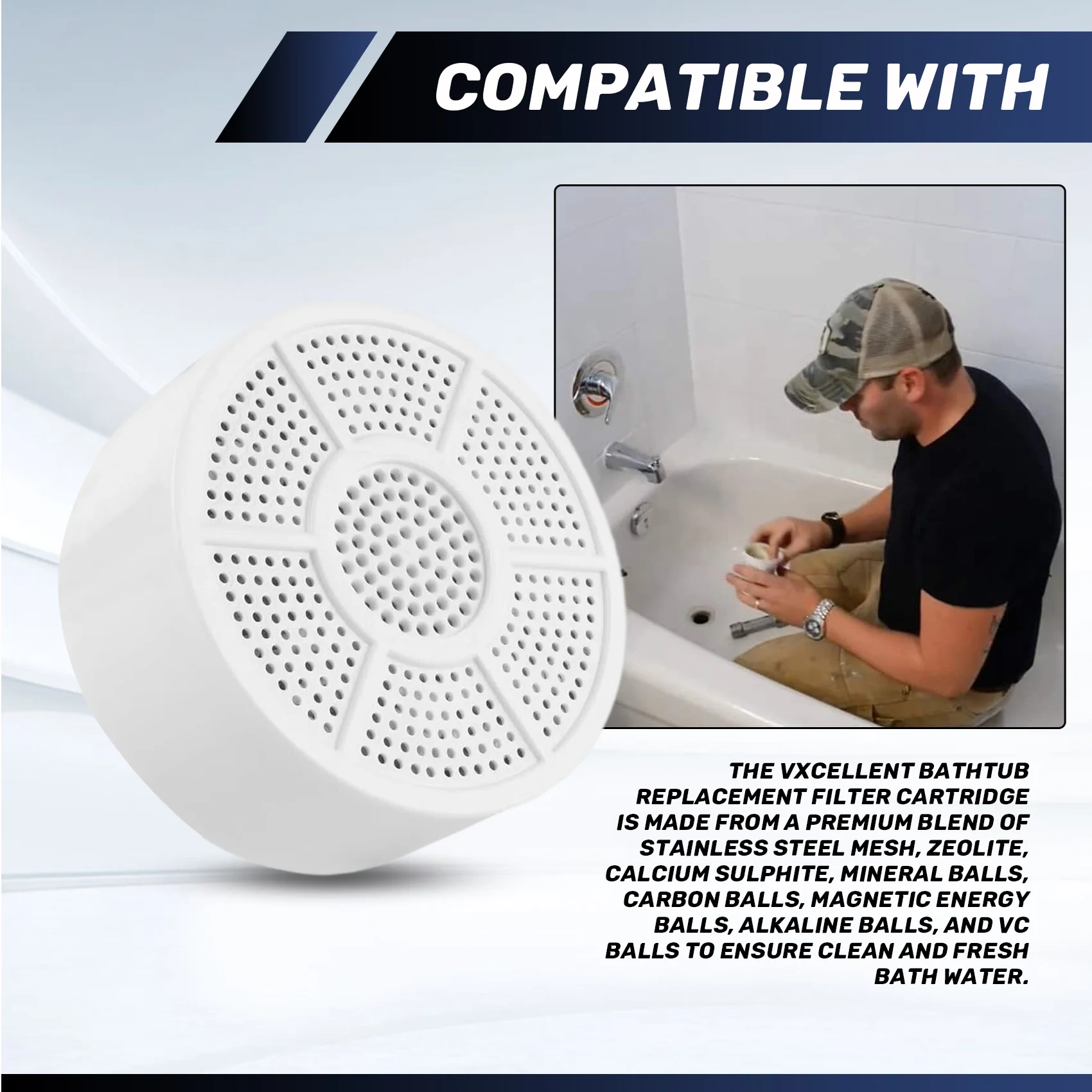 DT81 Bath Water Filter Cartridge.Bathtub Filter Replacement, Filter for Bathtub Bath Faucet Replacement Cartridge