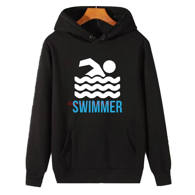 Swimming Symbol Swimmer Fashion Graphic Hooded Sweatshirts Winter Thick Sweater Hoodie Suitable For All Ages Men's Clothing