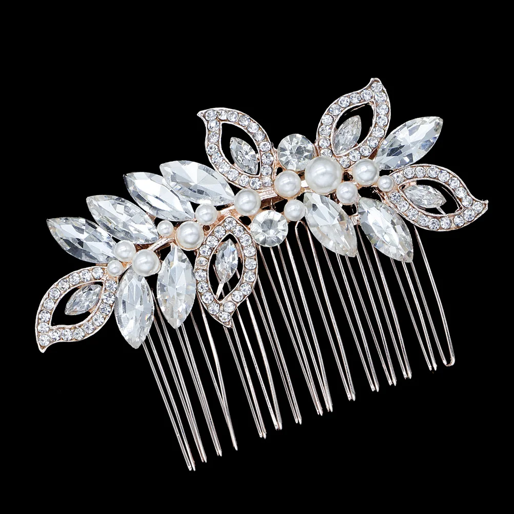 

Bridal Hair Comb Gold Plated Rhinestone Crystals Wedding Headpiece Party Bride Accessory Rhinestone Crystals Hair Comb