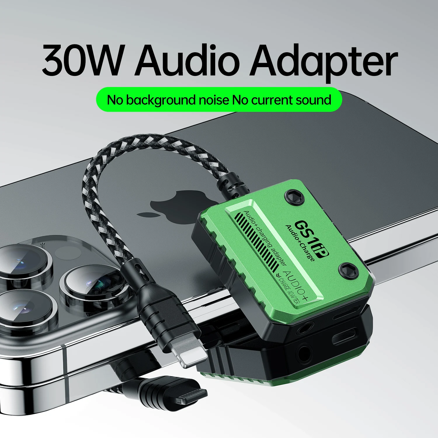 30W adapter Plextone GS1 2-in-1 light ning charger to 3.5mm Headphone music Jack Earphones Hi-Res PD Fast Charge Adapter