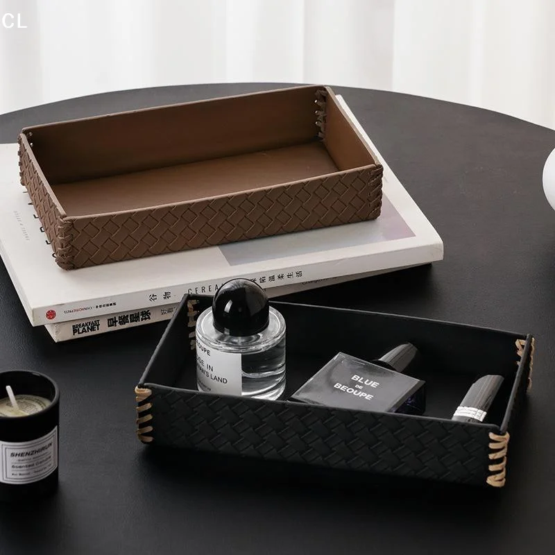 AttireTroveStorage Box Nordic Style Desktop Leather Storage Box Makeup Brush Storage Office Pen Holder Home Decoration