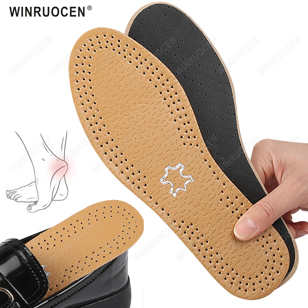 

Casual Leather insoles Ultra Thin Breathable Sport Shoe insoles Men Women Non-Slip Sweat-Absorbent Deodorant foot care inserts